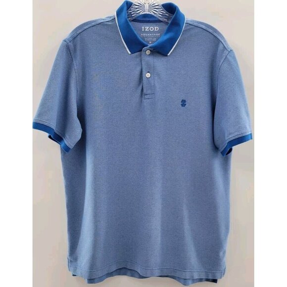Izod Advantage Performance Stretch Polo Shirt Men’s Size M Blue Short Sleeve - Picture 1 of 8